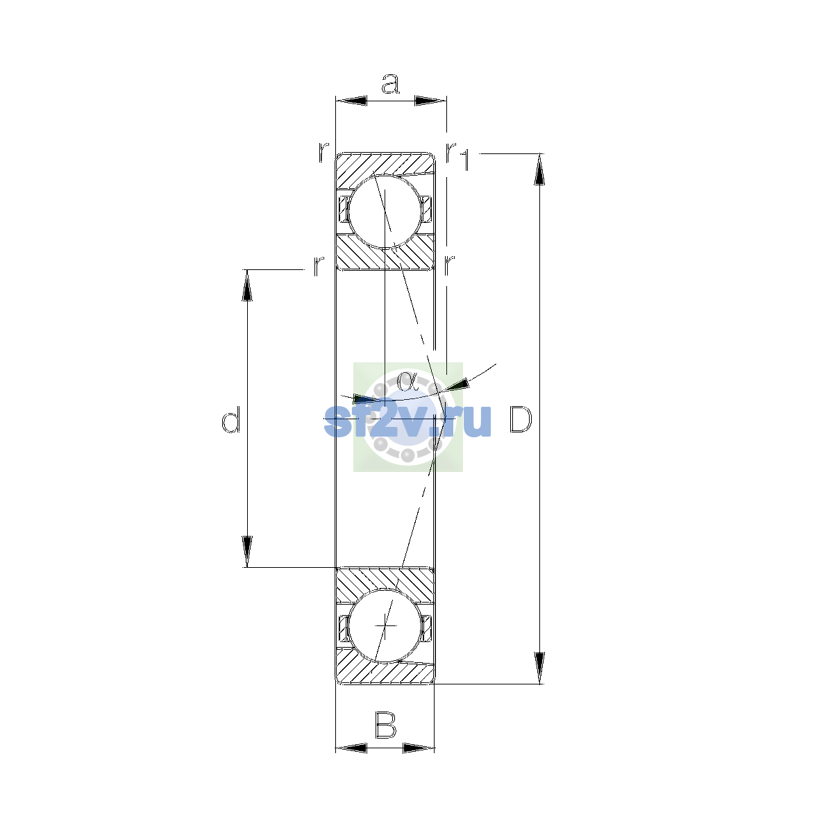 Схема подшипника B71900-E-T-P4S-UL