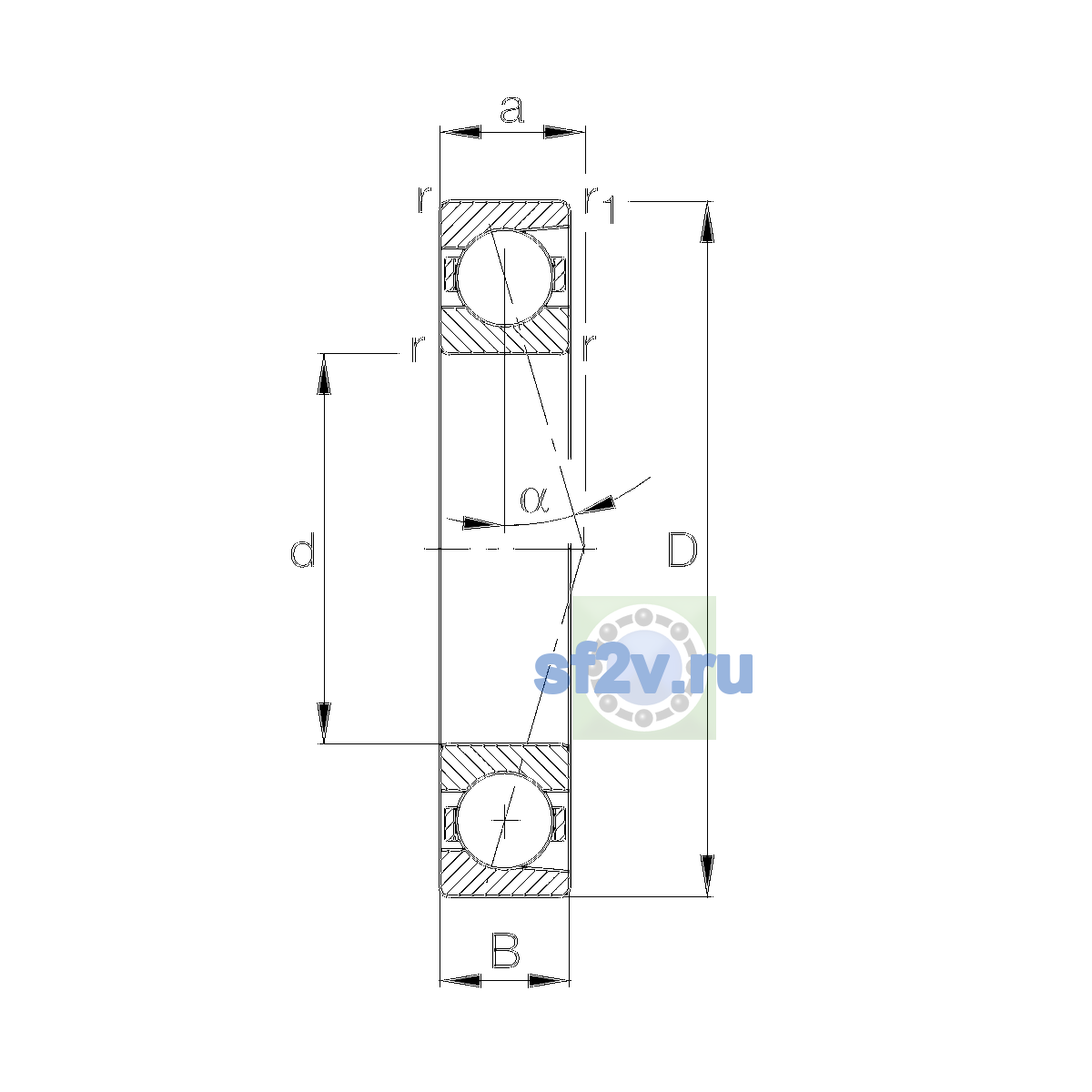 Схема подшипника B71902-C-T-P4S-UL