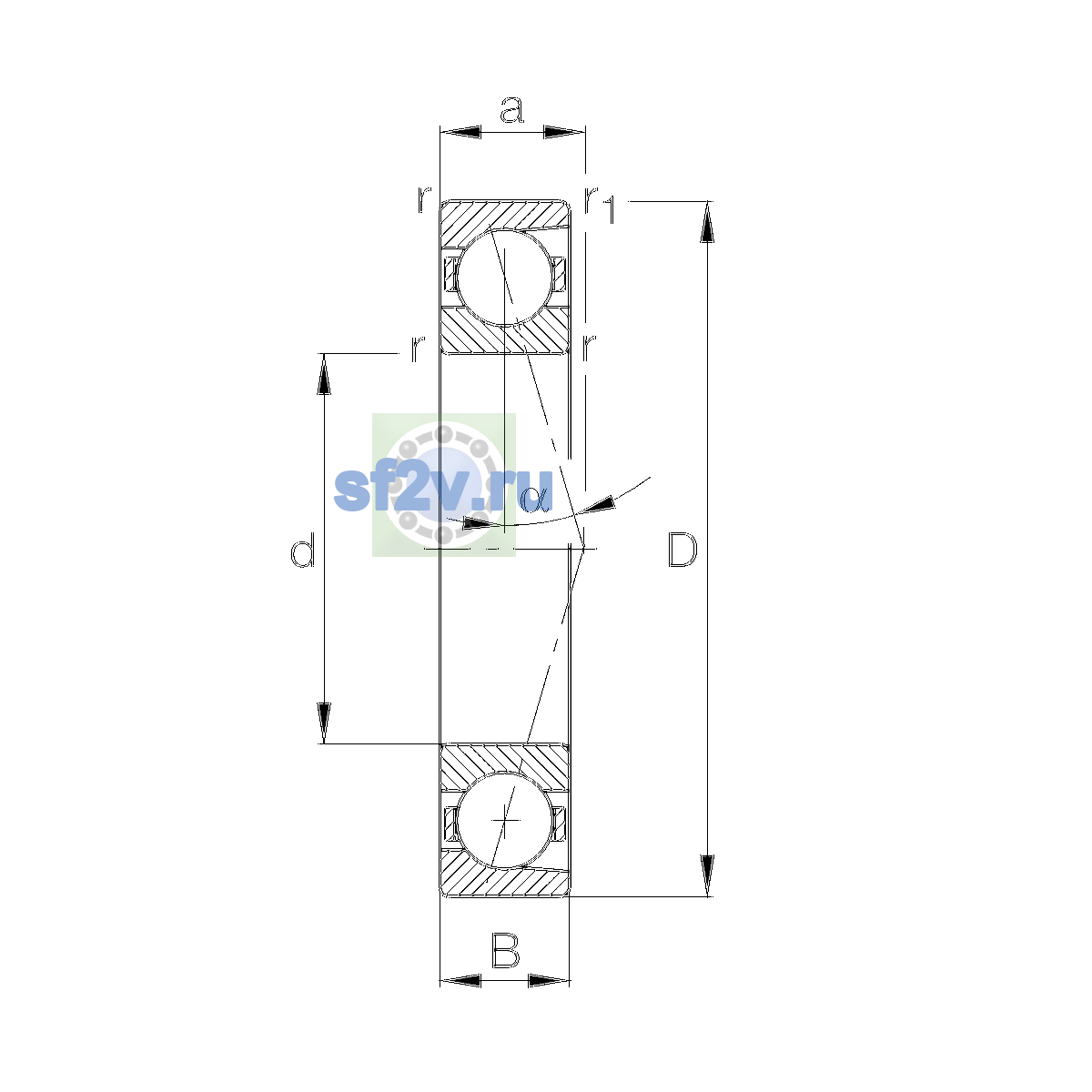 Схема подшипника B71903-C-T-P4S-UL