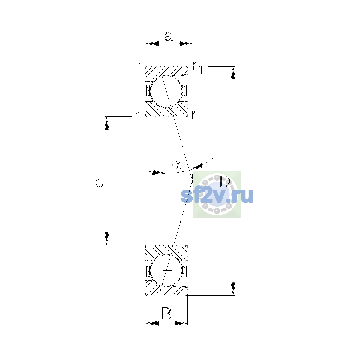 Схема подшипника B71904-E-T-P4S-UL