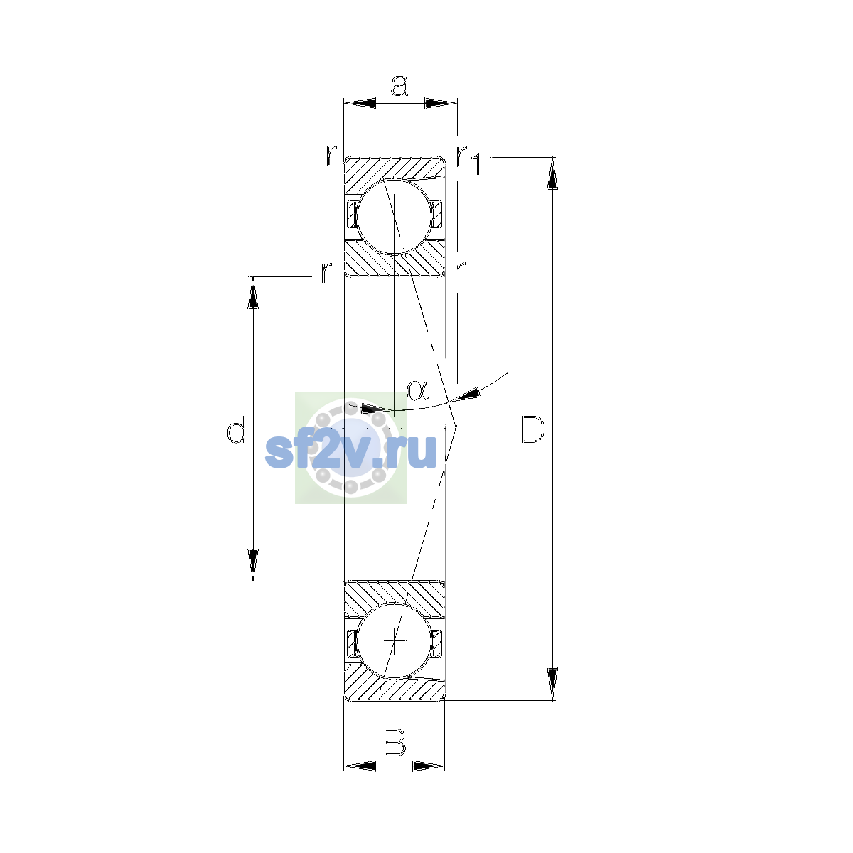 Схема подшипника B71906-C-T-P4S-UL