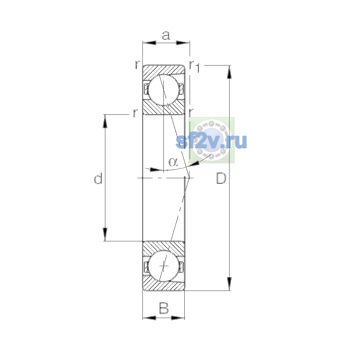 Схема подшипника B71906-E-T-P4S-UL