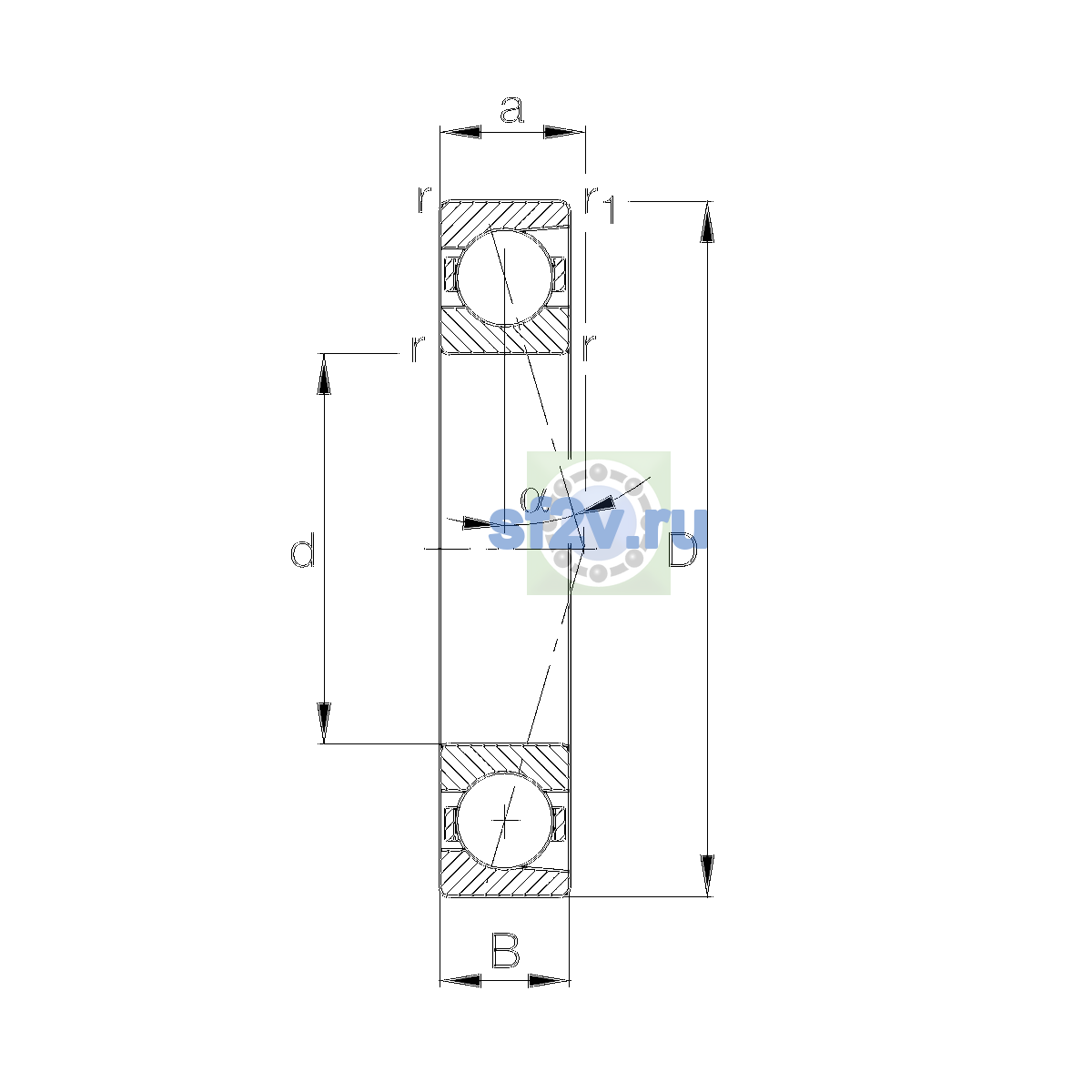 Схема подшипника B71908-C-T-P4S-UL