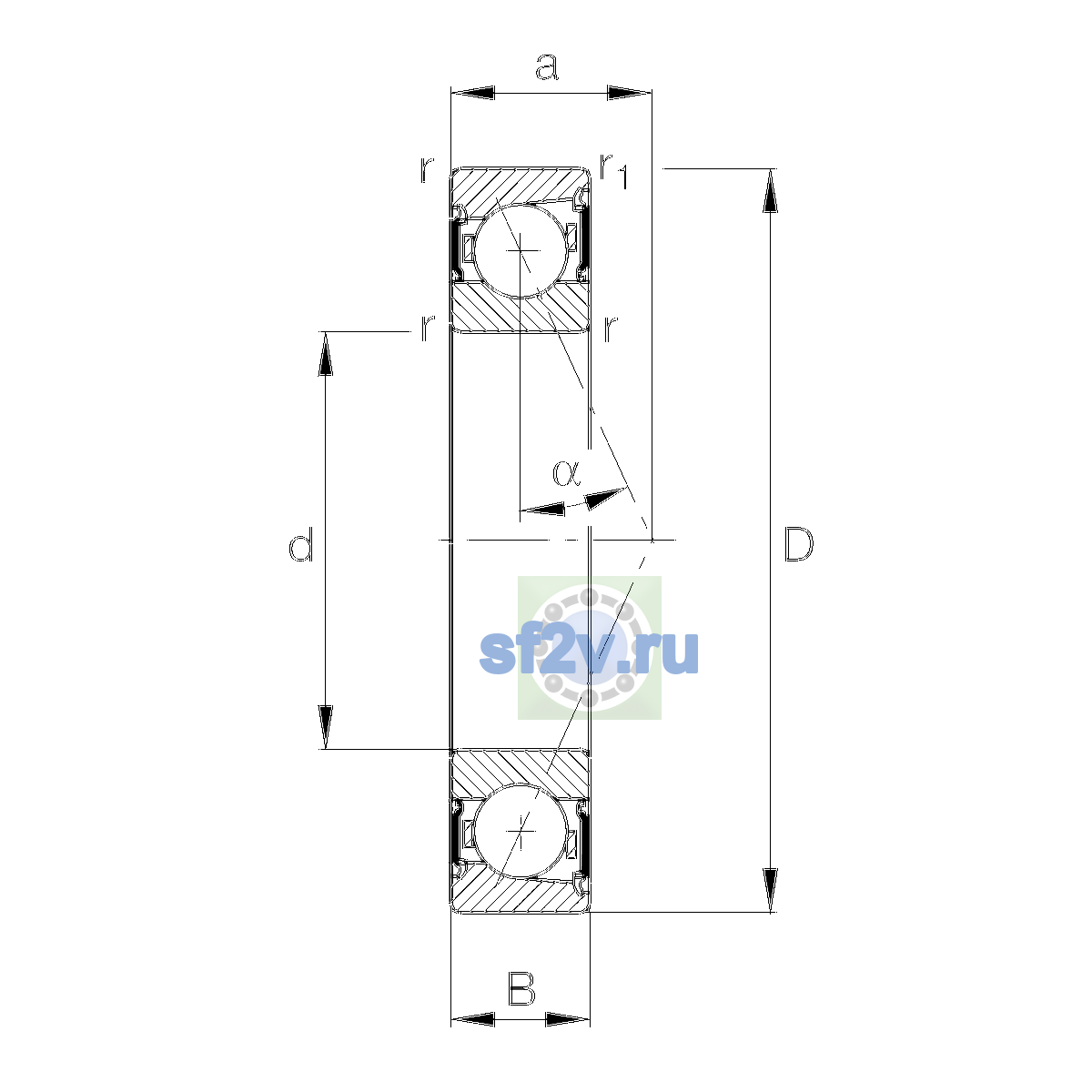 Схема подшипника B71910-C-2RSD-T-P4S-UL