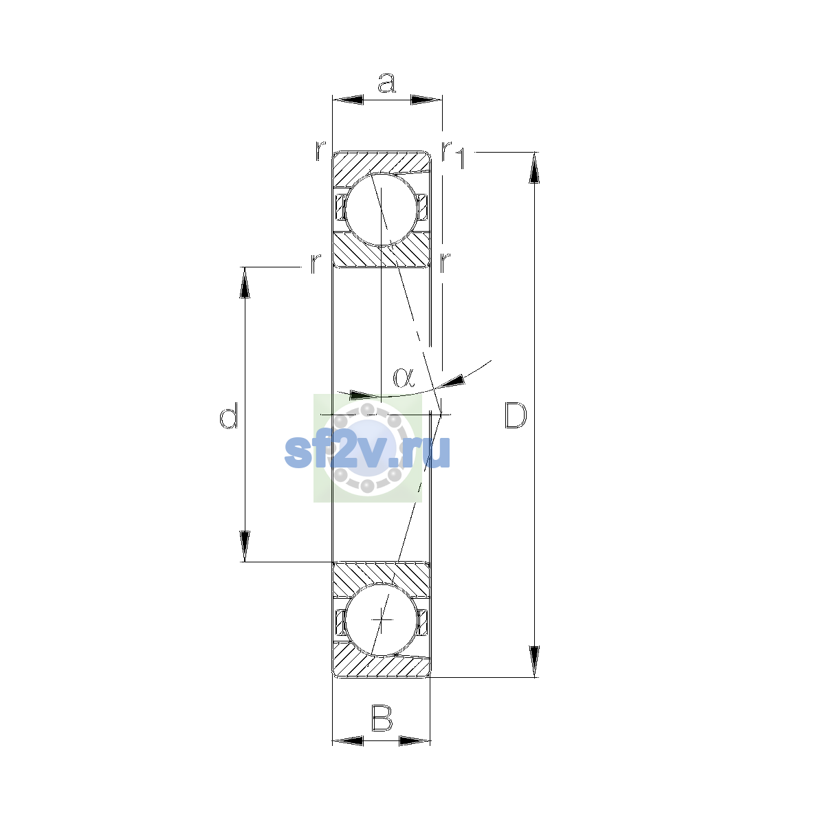 Схема подшипника B71913-C-T-P4S-UL