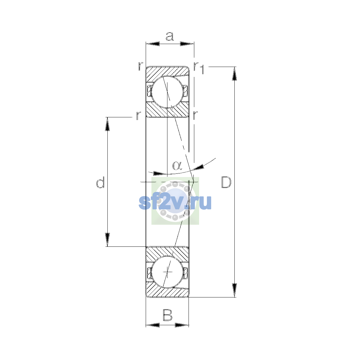 Схема подшипника B71913-E-T-P4S-UL