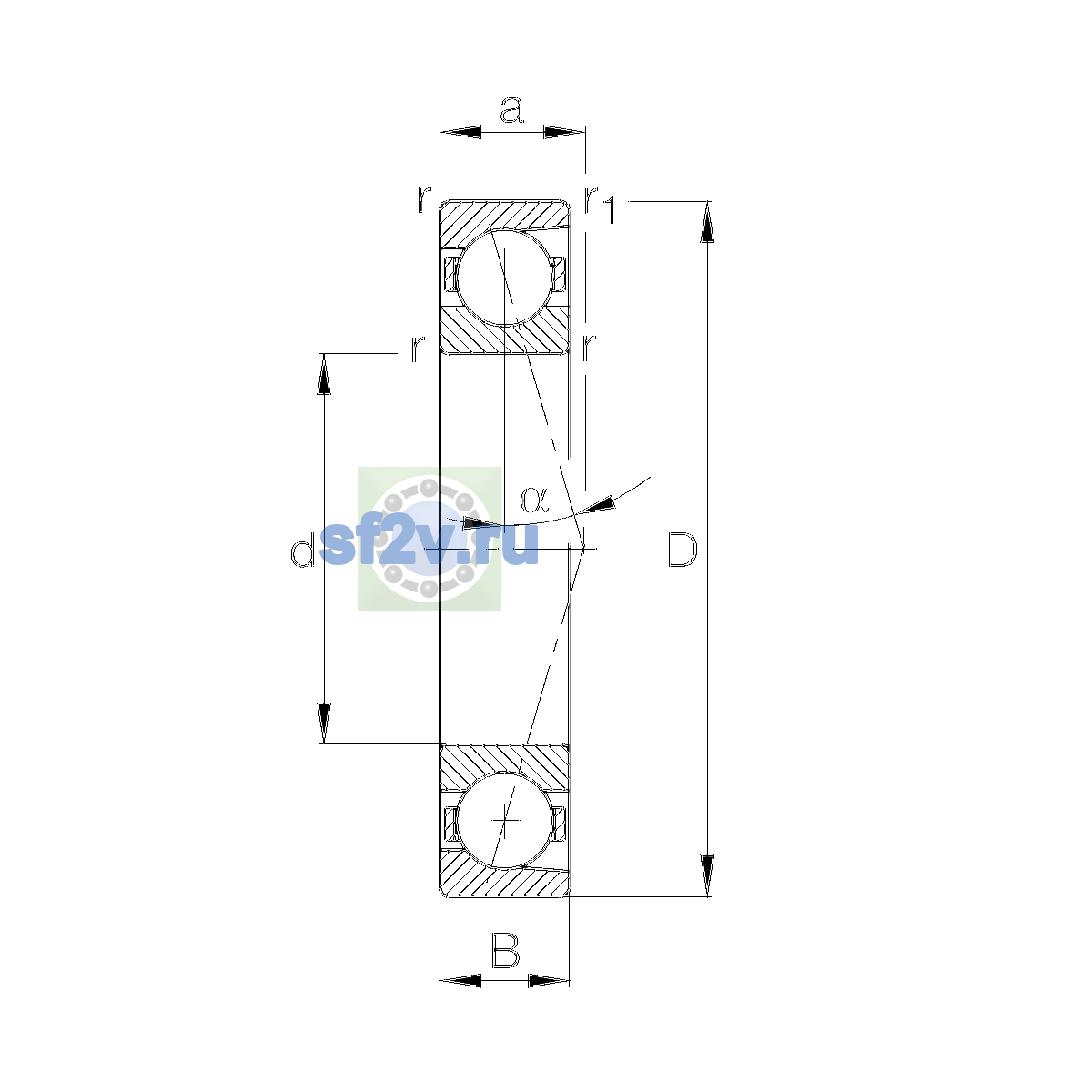 Схема подшипника B71914-E-T-P4S-UL