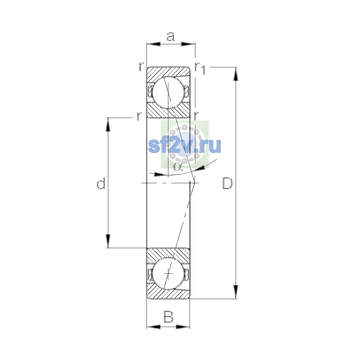 Схема подшипника B71915-C-T-P4S-UL