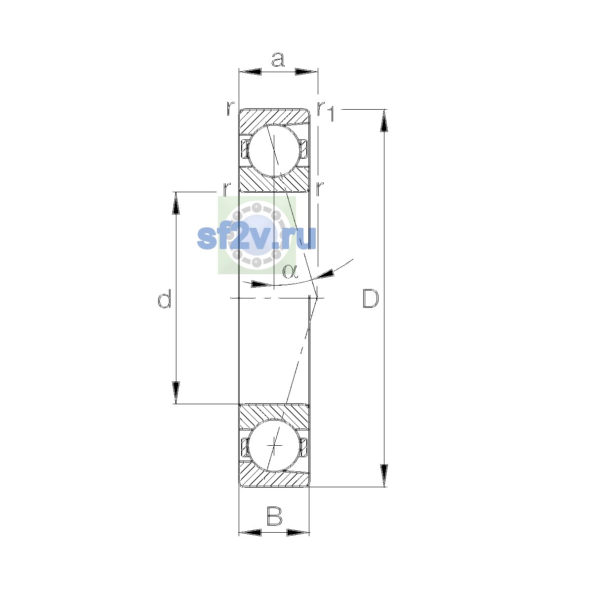 Схема подшипника B71916-C-T-P4S-UL