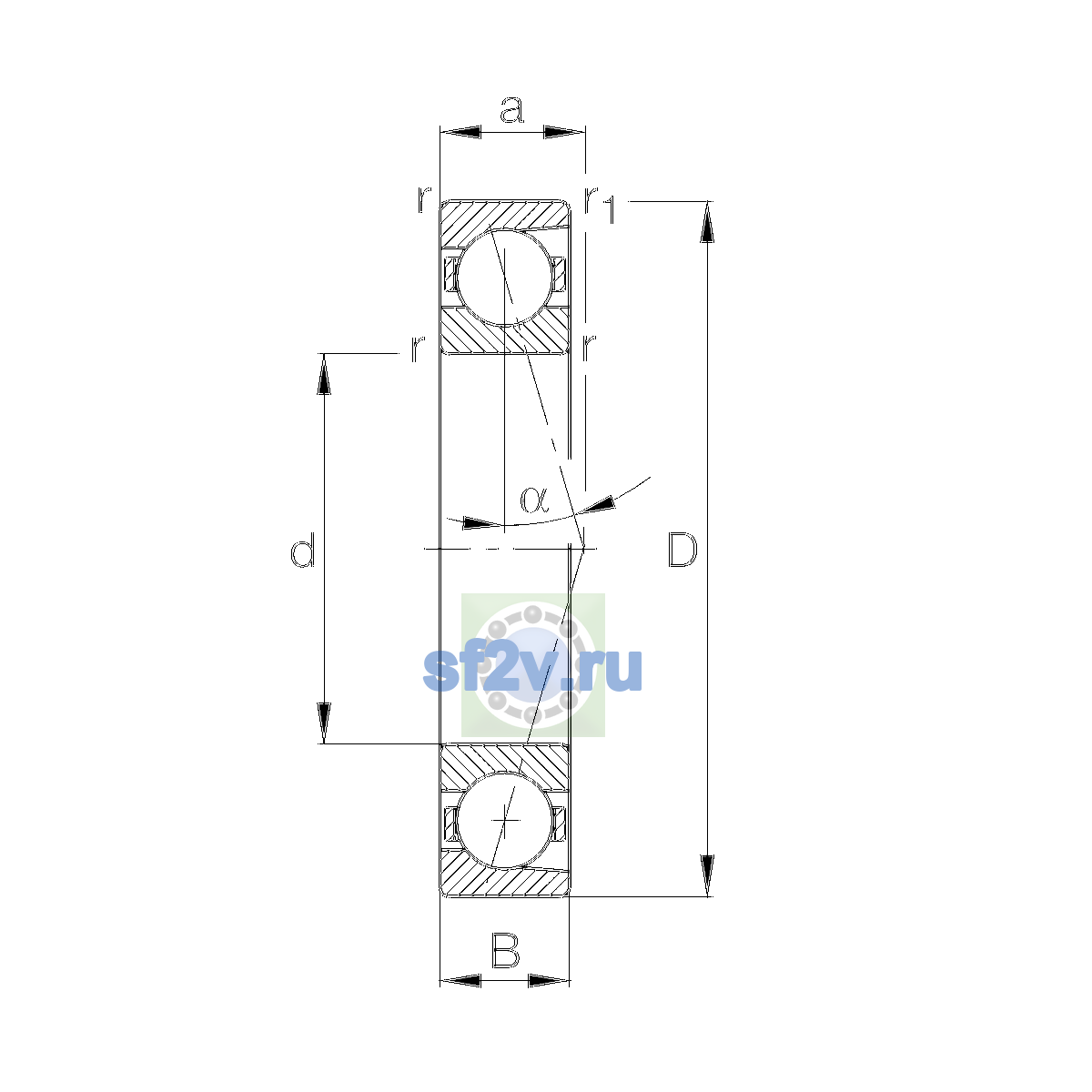 Схема подшипника B71917-C-T-P4S-UL