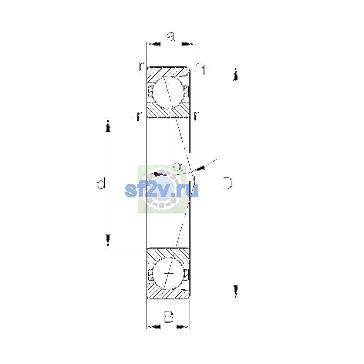 Схема подшипника B71920-C-T-P4S-UL