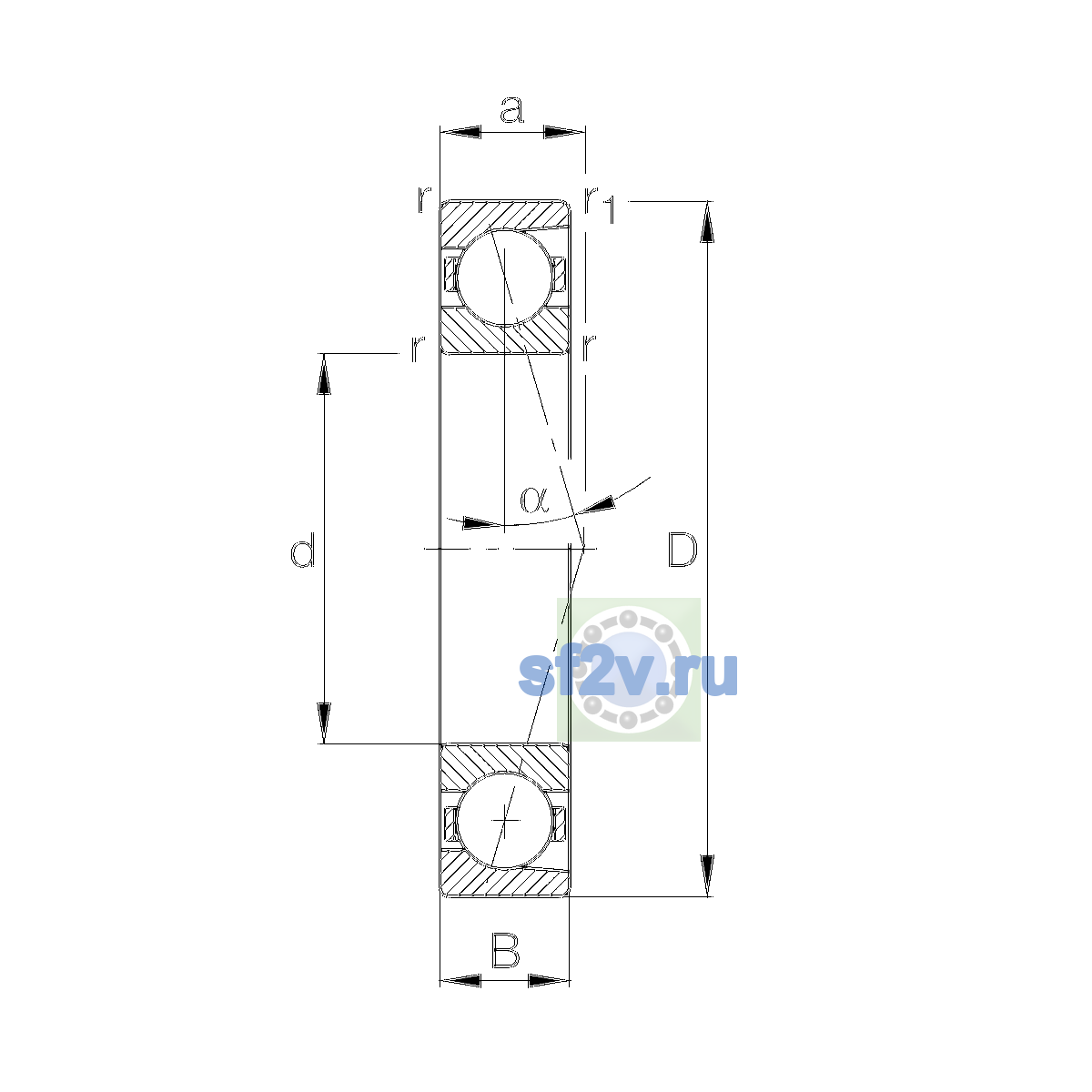 Схема подшипника B71924-C-T-P4S-UL