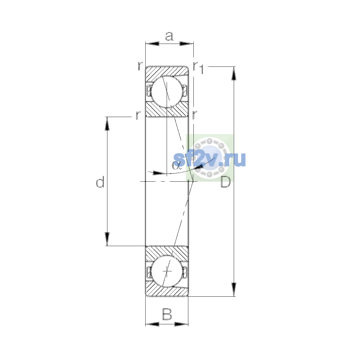 Схема подшипника B71924-E-T-P4S-UL
