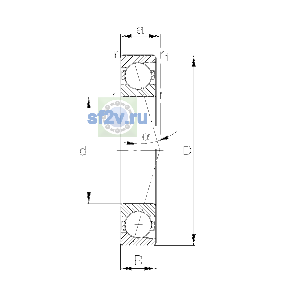 Схема подшипника B71926-C-T-P4S-UL