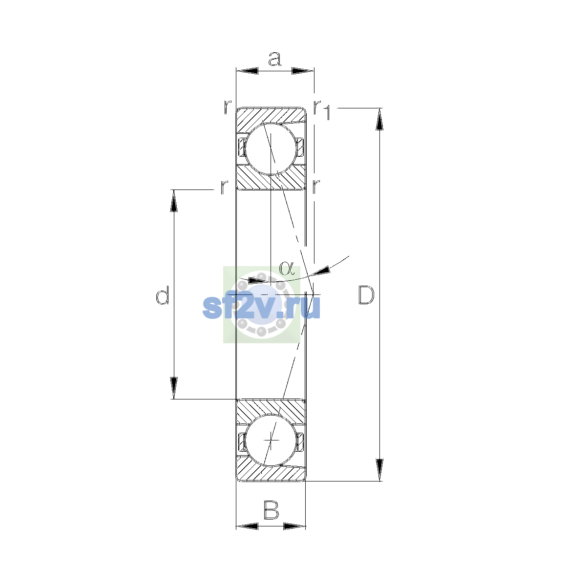 Схема подшипника B71928-C-T-P4S-UL