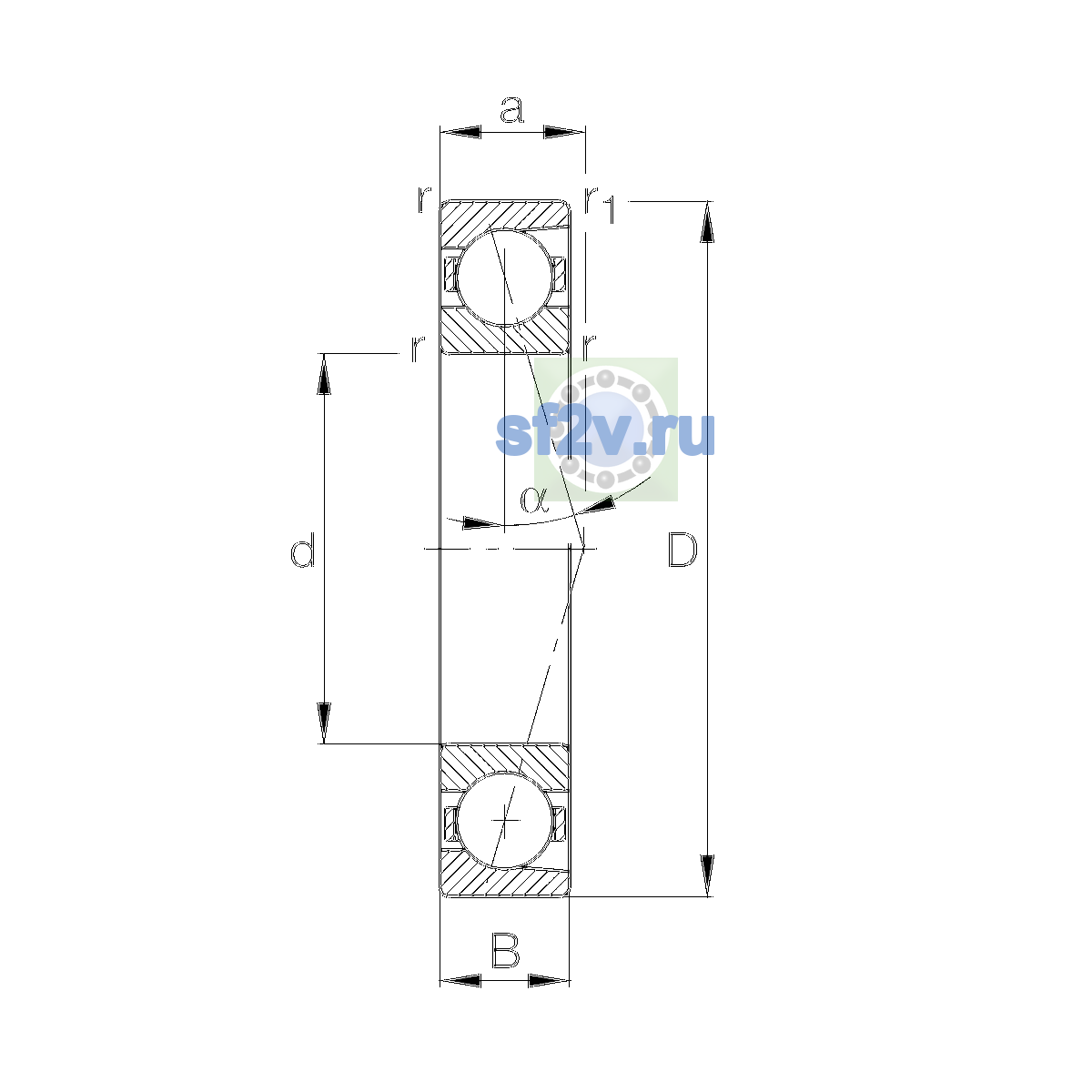Схема подшипника B71948-C-T-P4S-UL