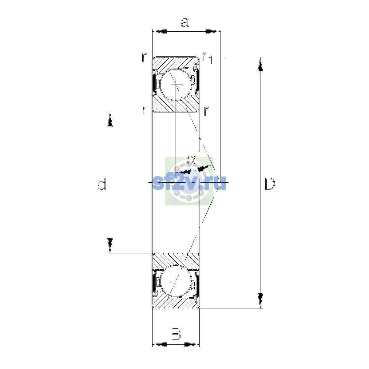 Схема подшипника B7200-C-2RSD-T-P4S-UL