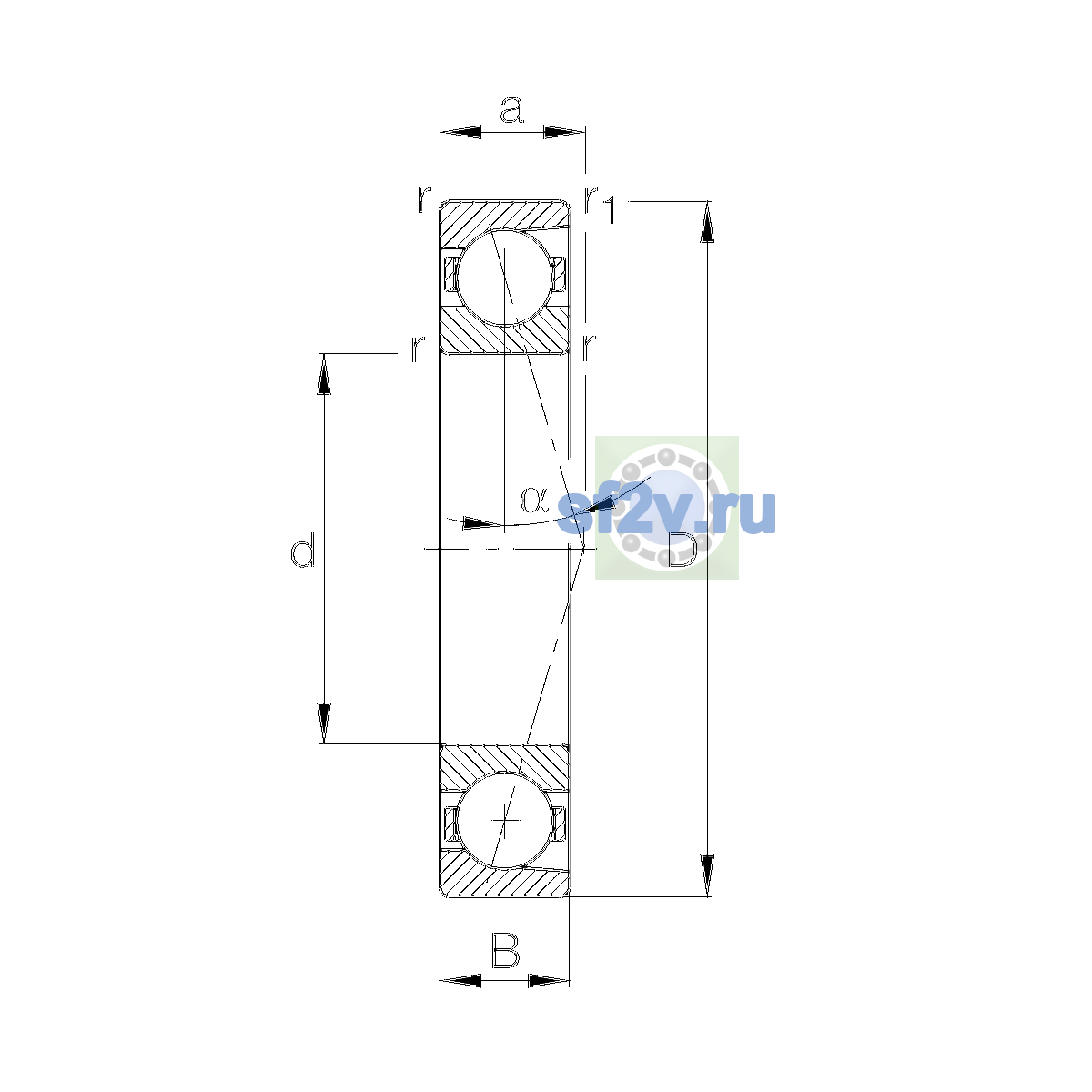 Схема подшипника B7202-C-T-P4S-UL