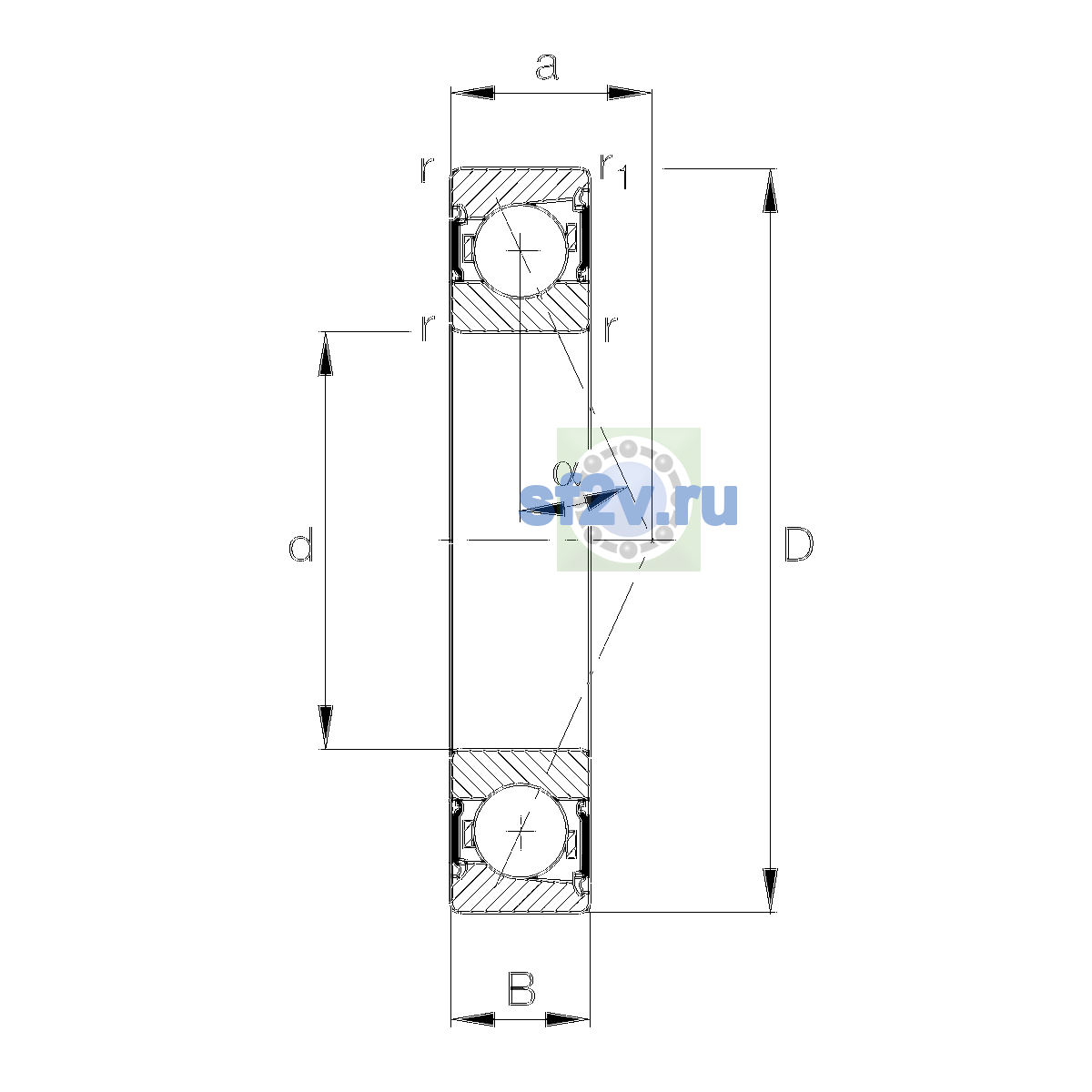 Схема подшипника B7204-E-2RSD-T-P4S-UL