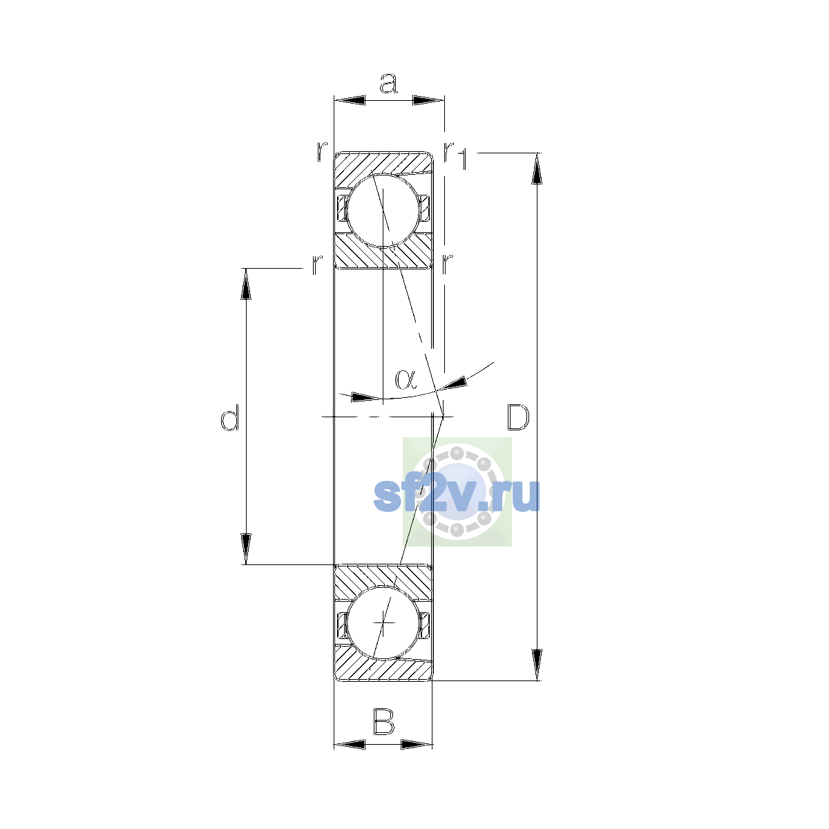 Схема подшипника B7205-C-T-P4S-UL