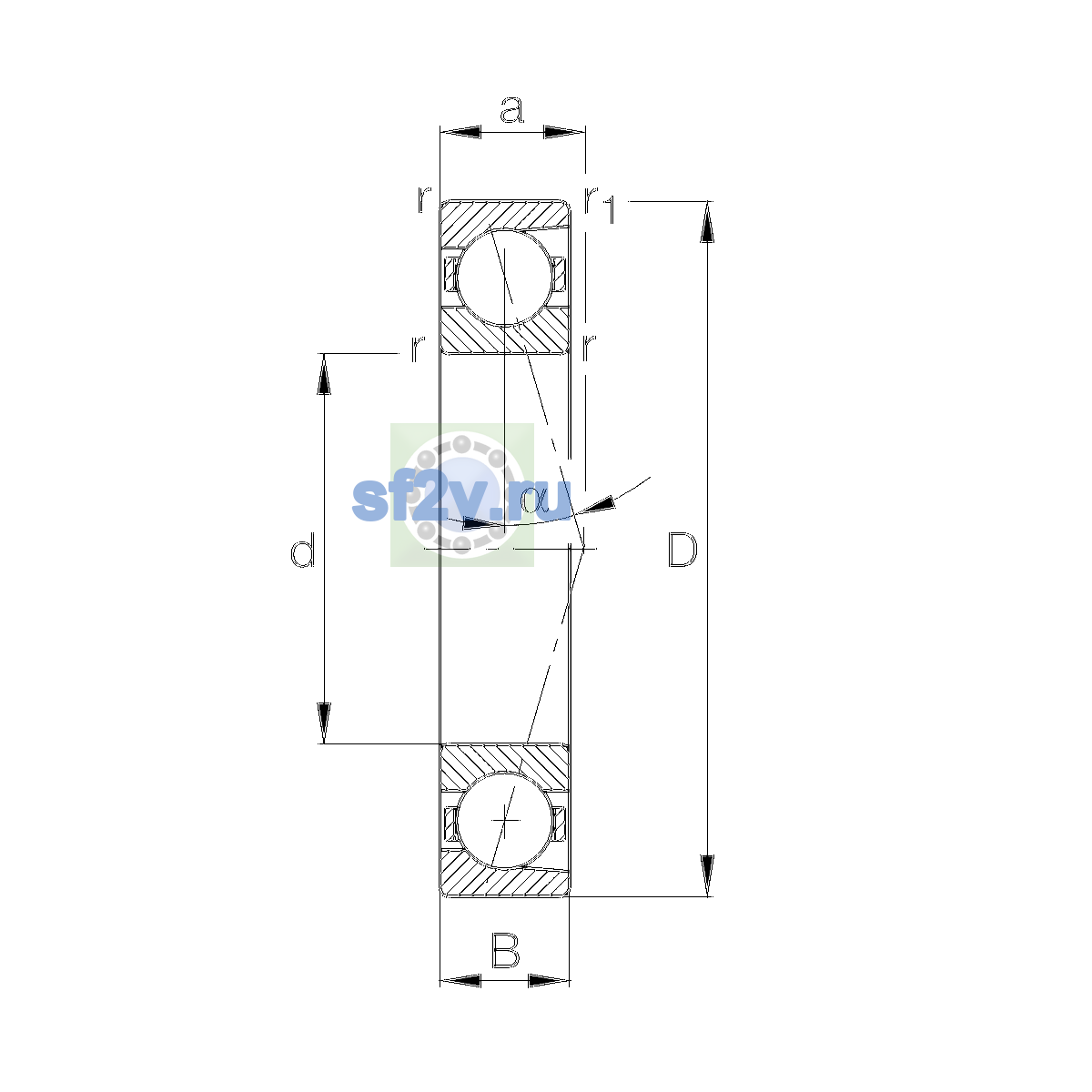 Схема подшипника B7207-E-T-P4S-UL