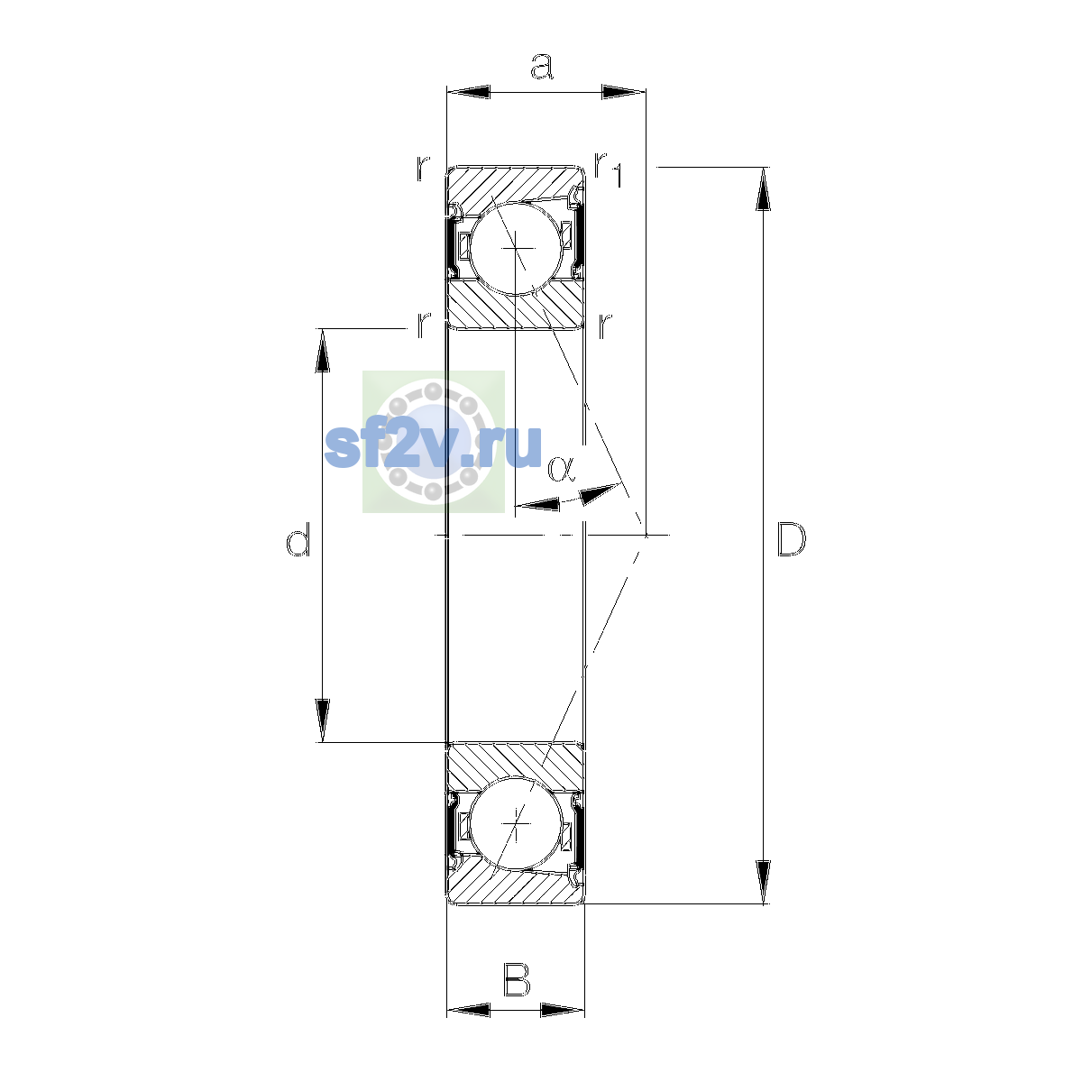 Схема подшипника B7210-C-2RSD-T-P4S-UL
