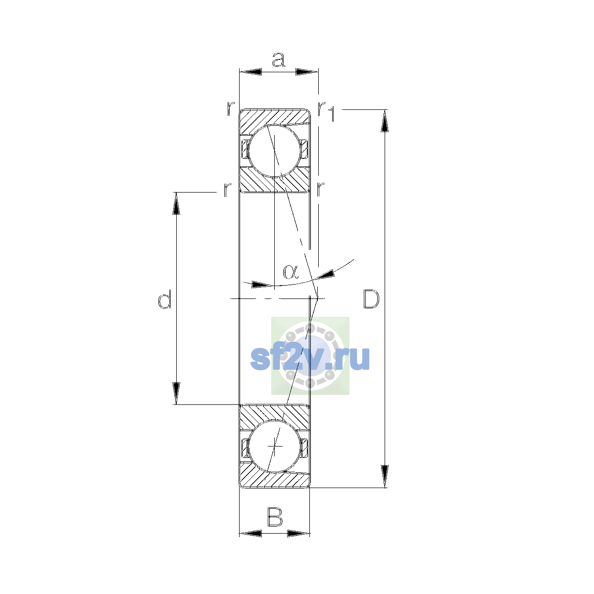 Схема подшипника B7210-E-T-P4S-UL