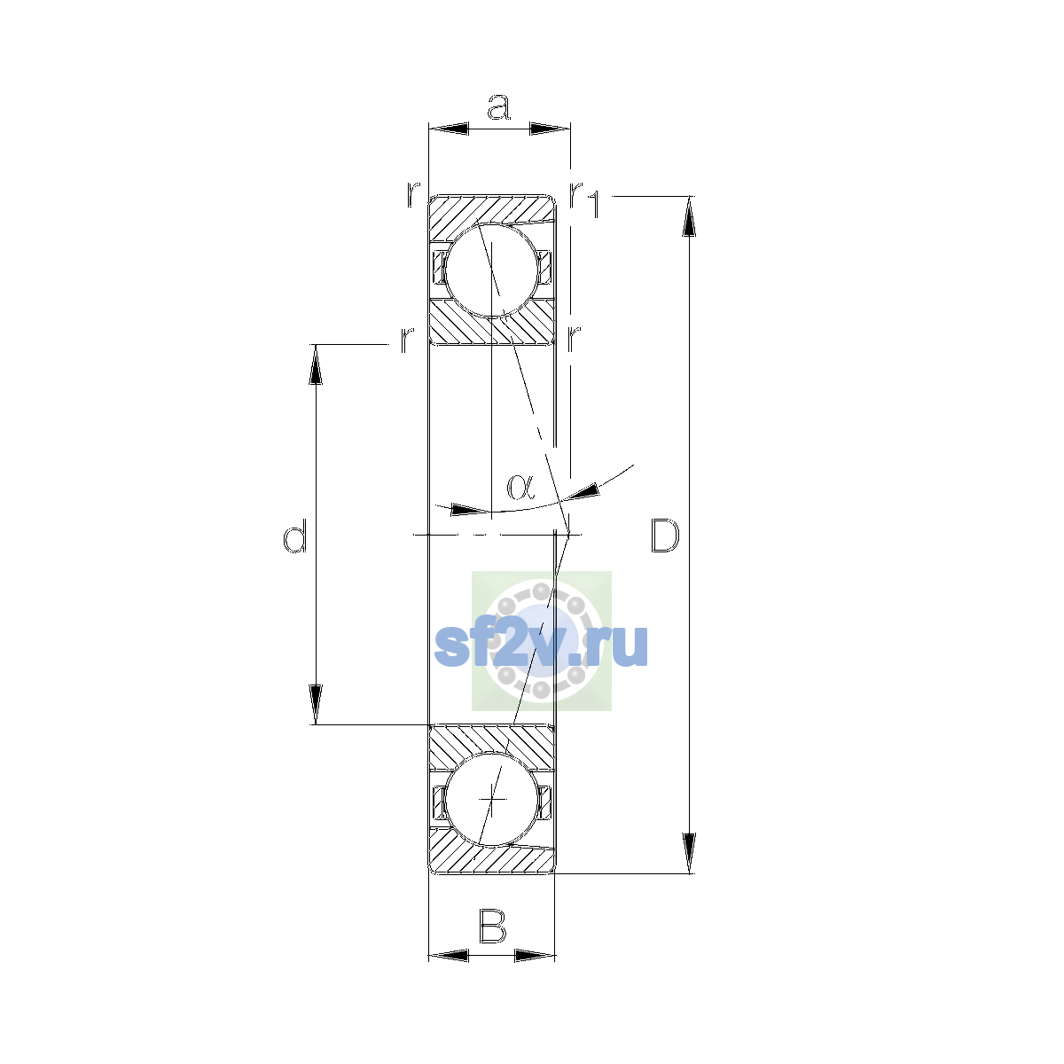 Схема подшипника B7211-C-T-P4S-UL