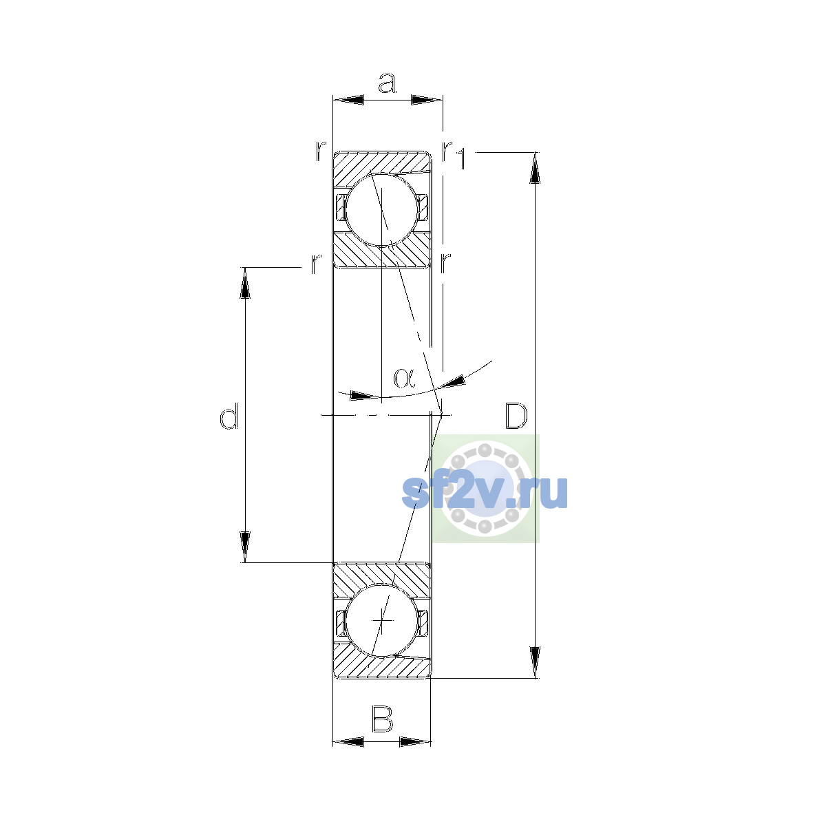 Схема подшипника B7213-C-T-P4S-UL