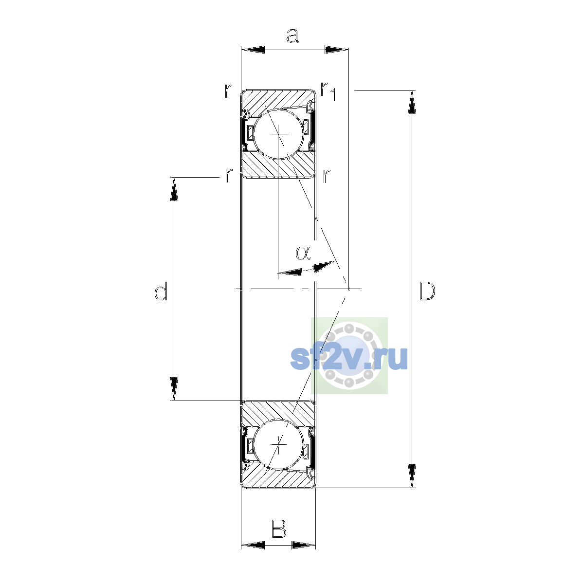 Схема подшипника B7213-E-2RSD-T-P4S-UL