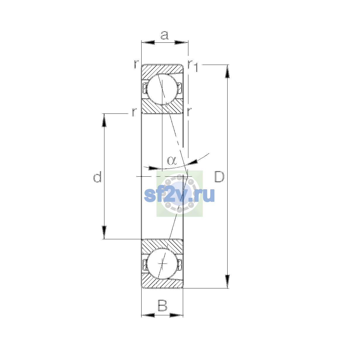 Схема подшипника B7213-E-T-P4S-UL