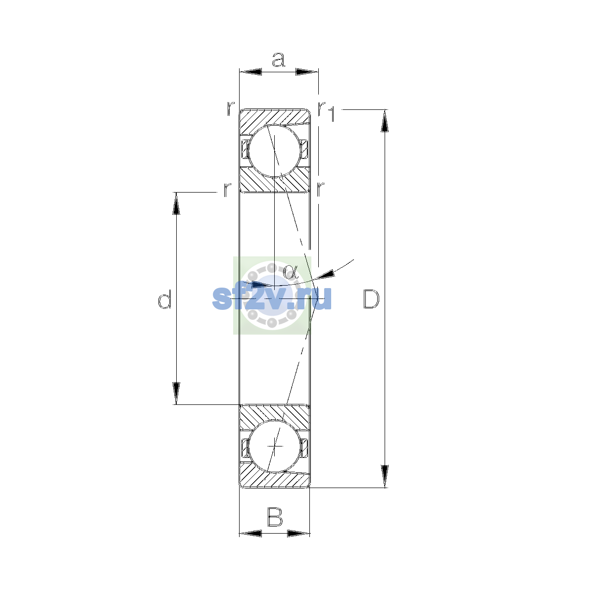 Схема подшипника B7216-E-T-P4S-UL