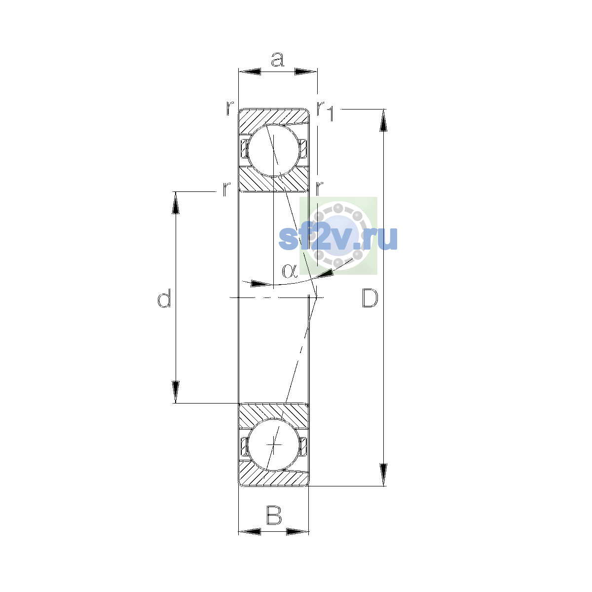 Схема подшипника B7220-E-T-P4S-UL