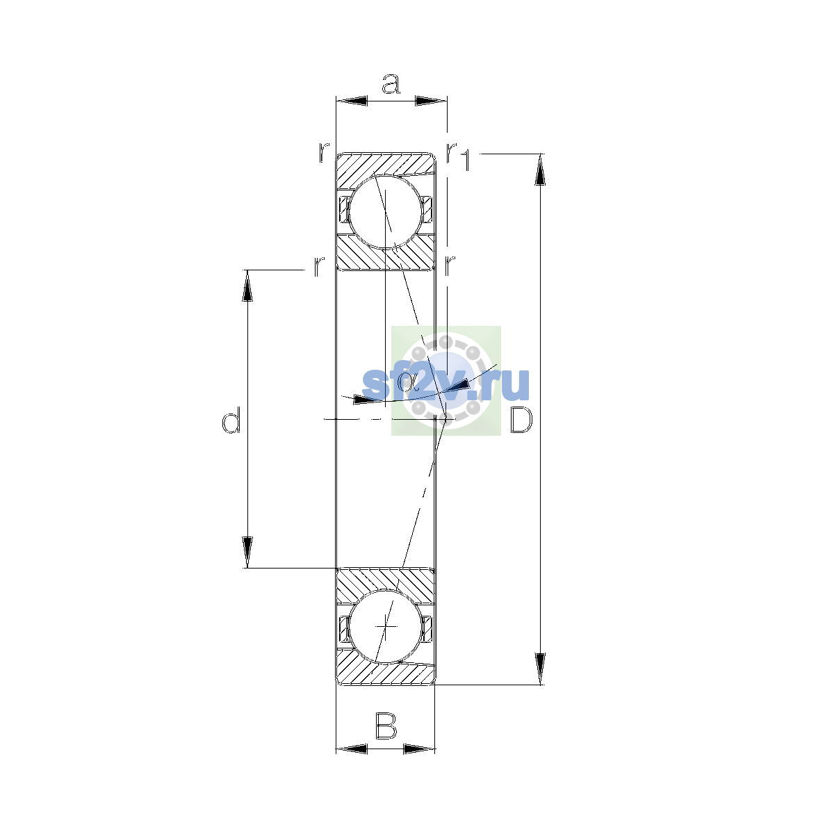 Схема подшипника B7224-C-T-P4S-UL