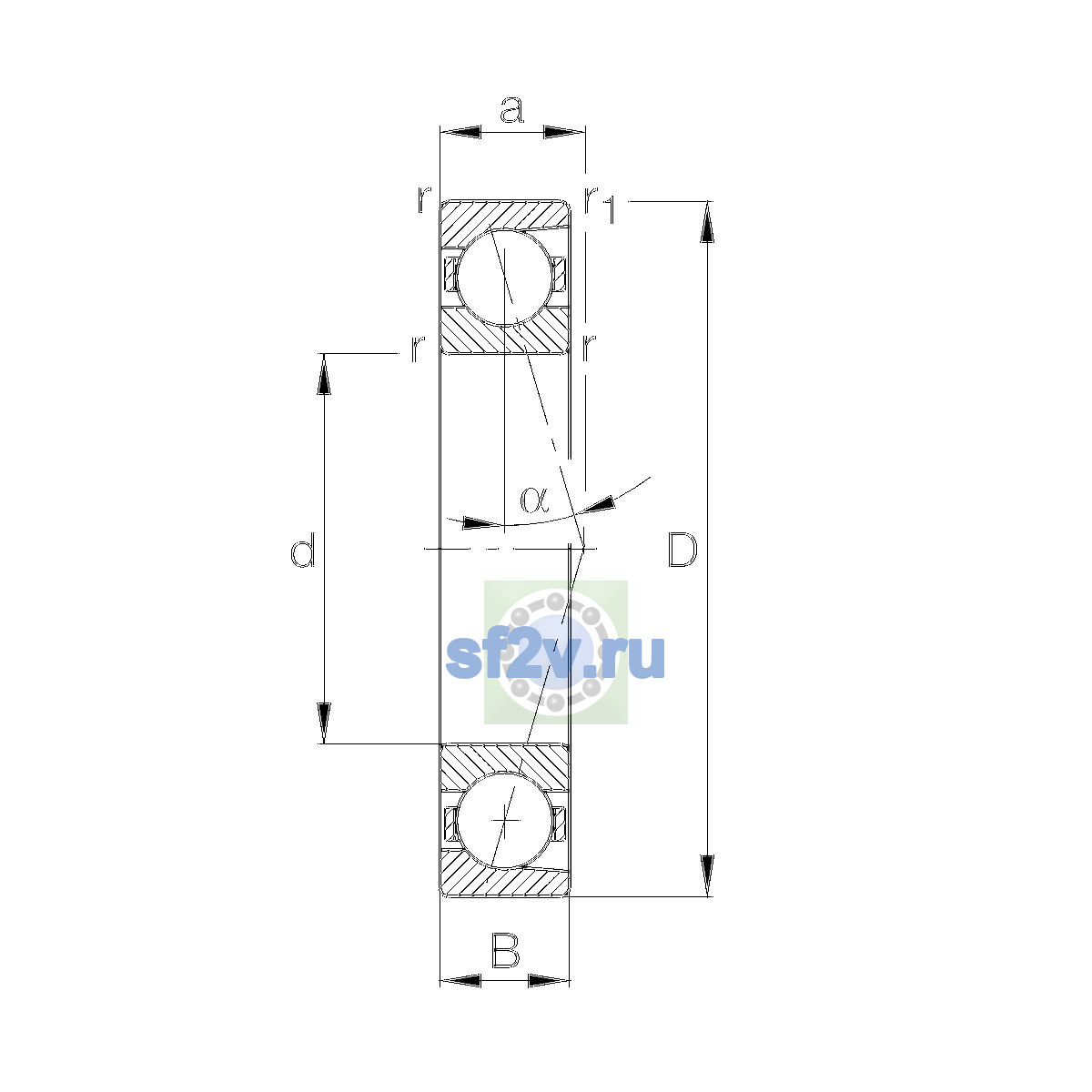 Схема подшипника B7232-E-T-P4S-UL