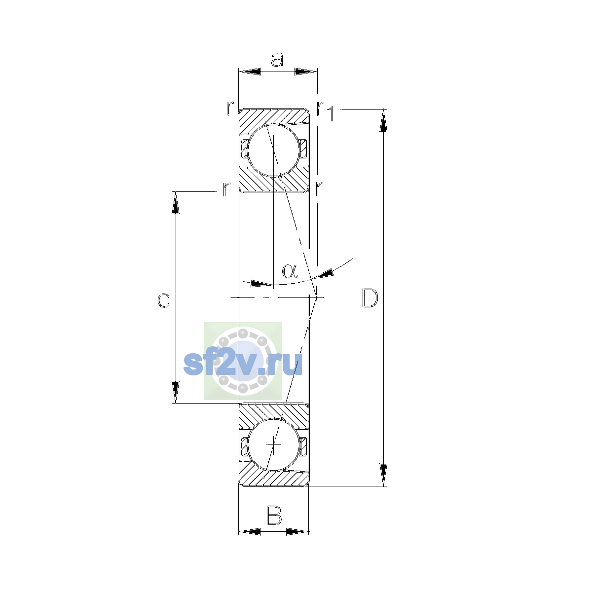 Схема подшипника B7238-E-T-P4S-UL