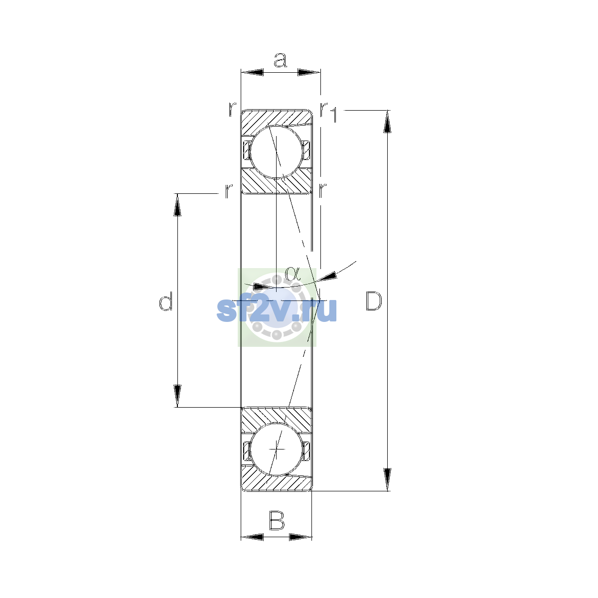Схема подшипника B7240-E-T-P4S-UL