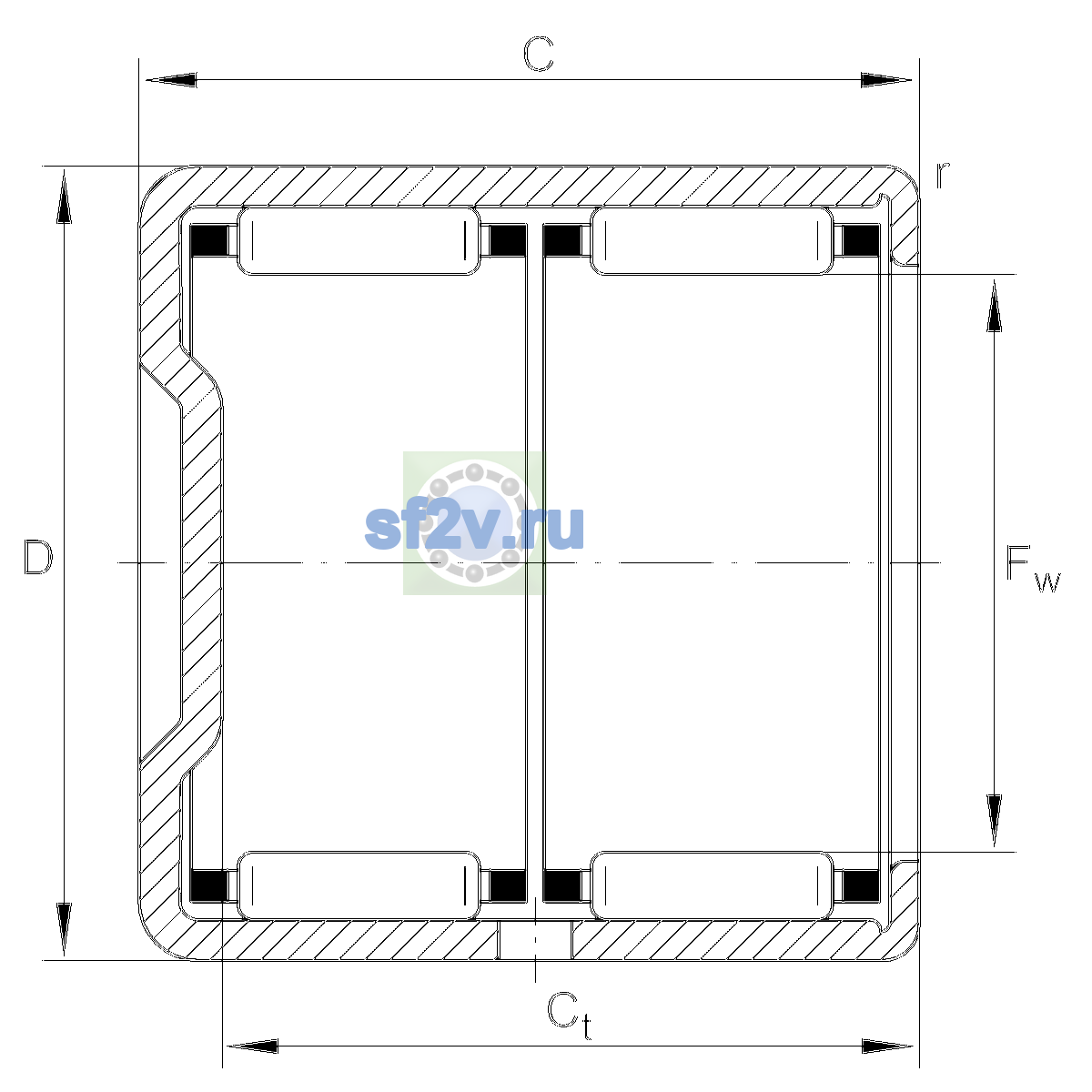 Схема подшипника BK3038-ZW-L114