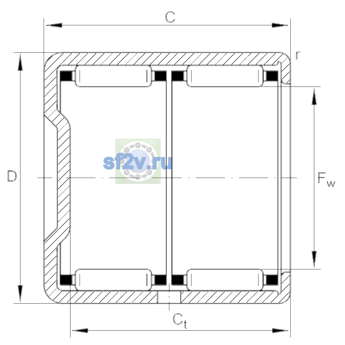 Схема подшипника BK3038-ZW-L271