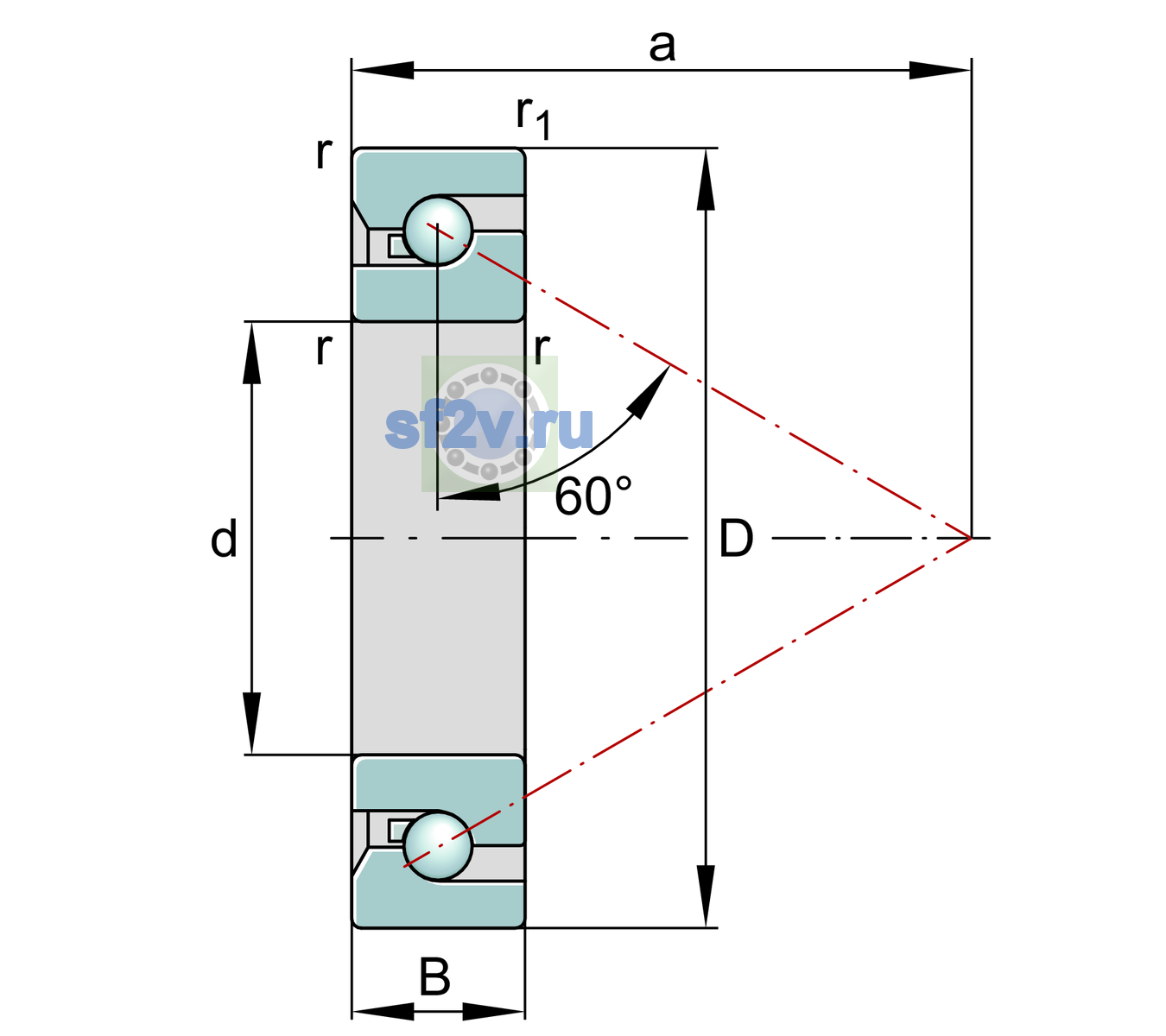 Схема подшипника BSB1547-SU-XL-L055