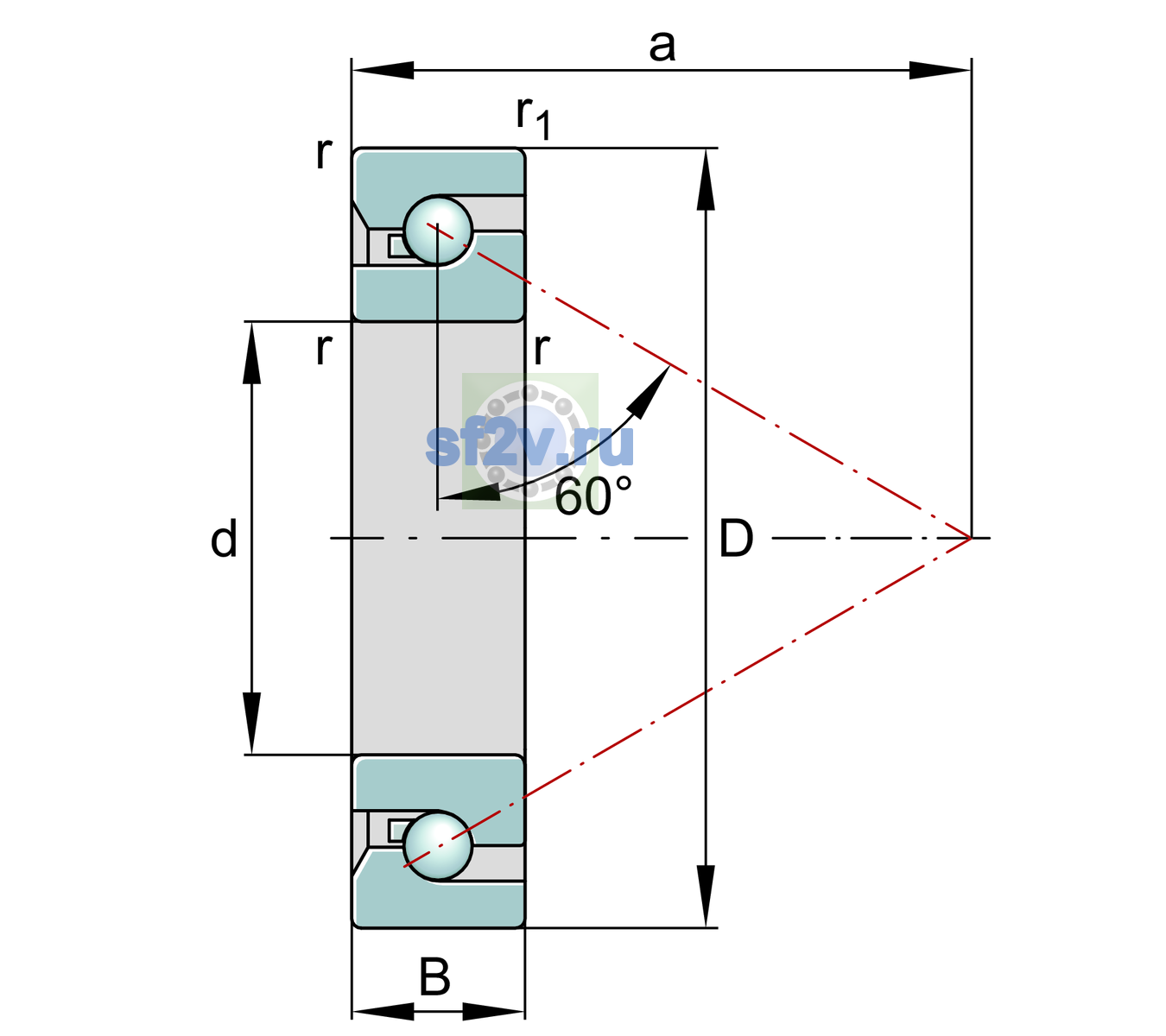 Схема подшипника BSB2562-SU-XL-L055