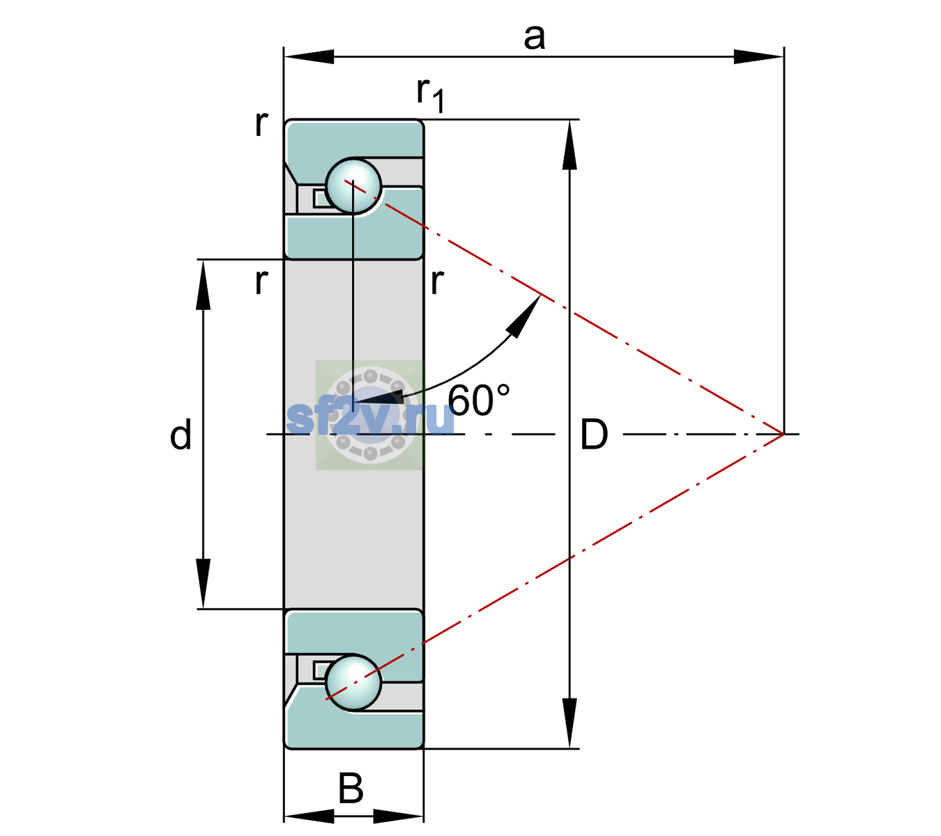 Схема подшипника BSB3062-SU-XL