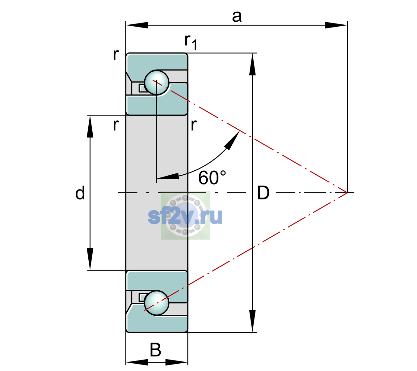 Схема подшипника BSB3572-SU-XL-L055