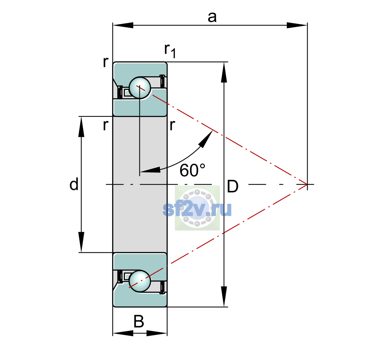 Схема подшипника BSB4072-2Z-SU-XL