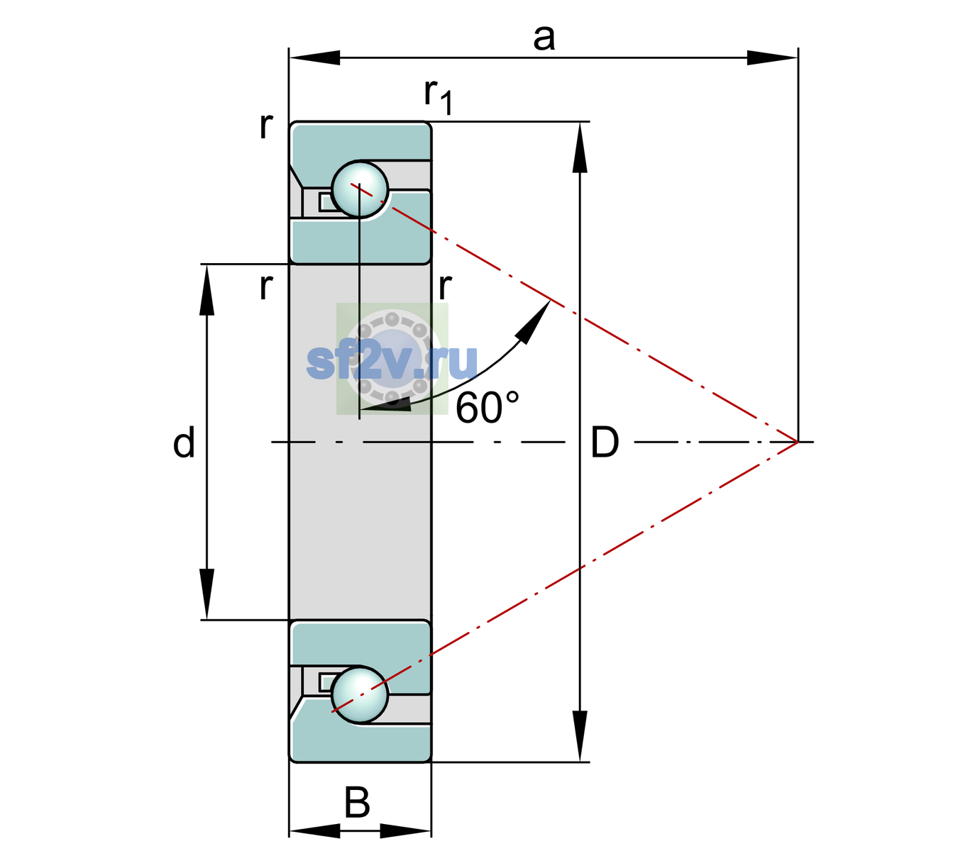 Схема подшипника BSB4072-SU-XL