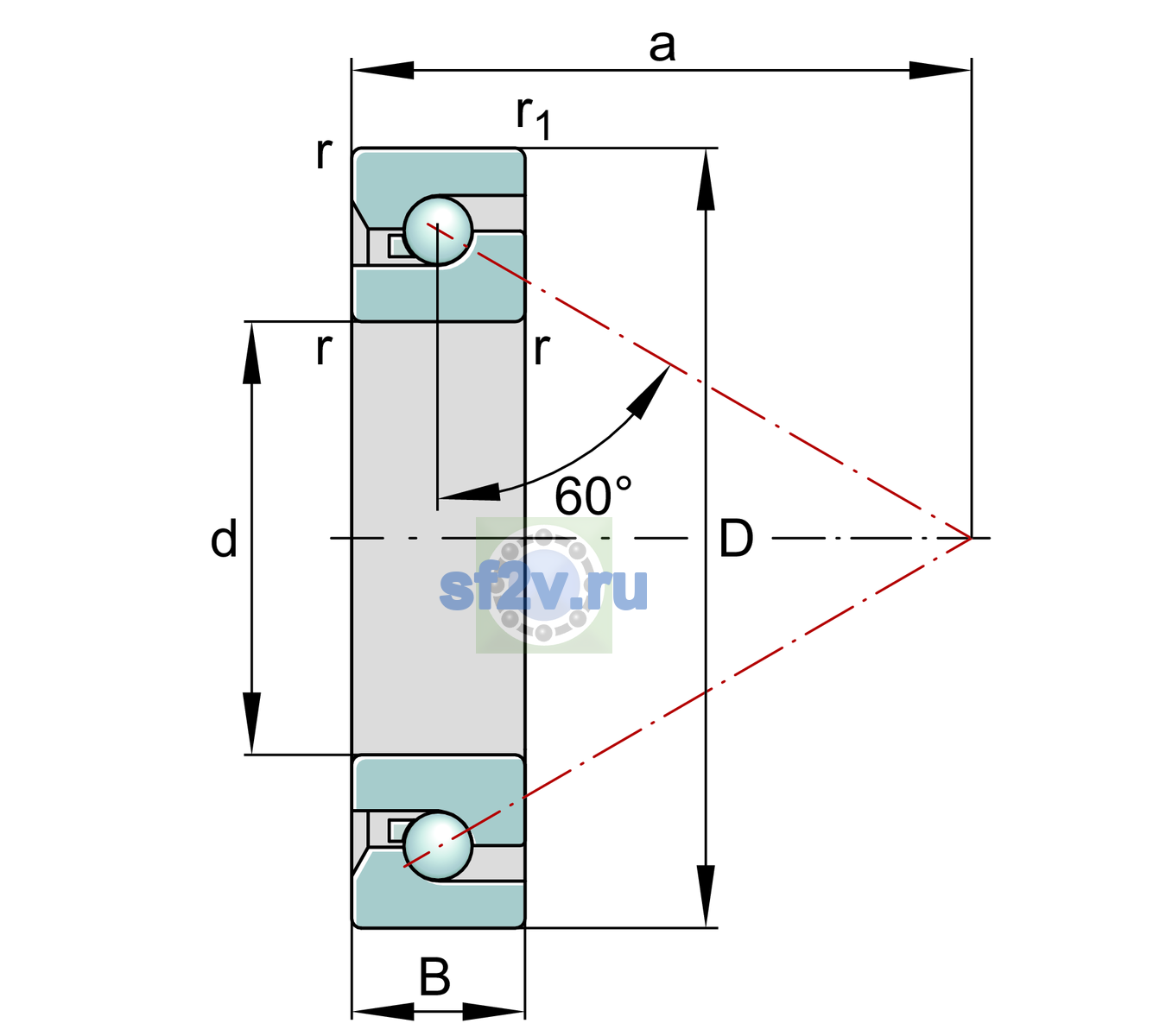 Схема подшипника BSB4072-SU-XL-L055