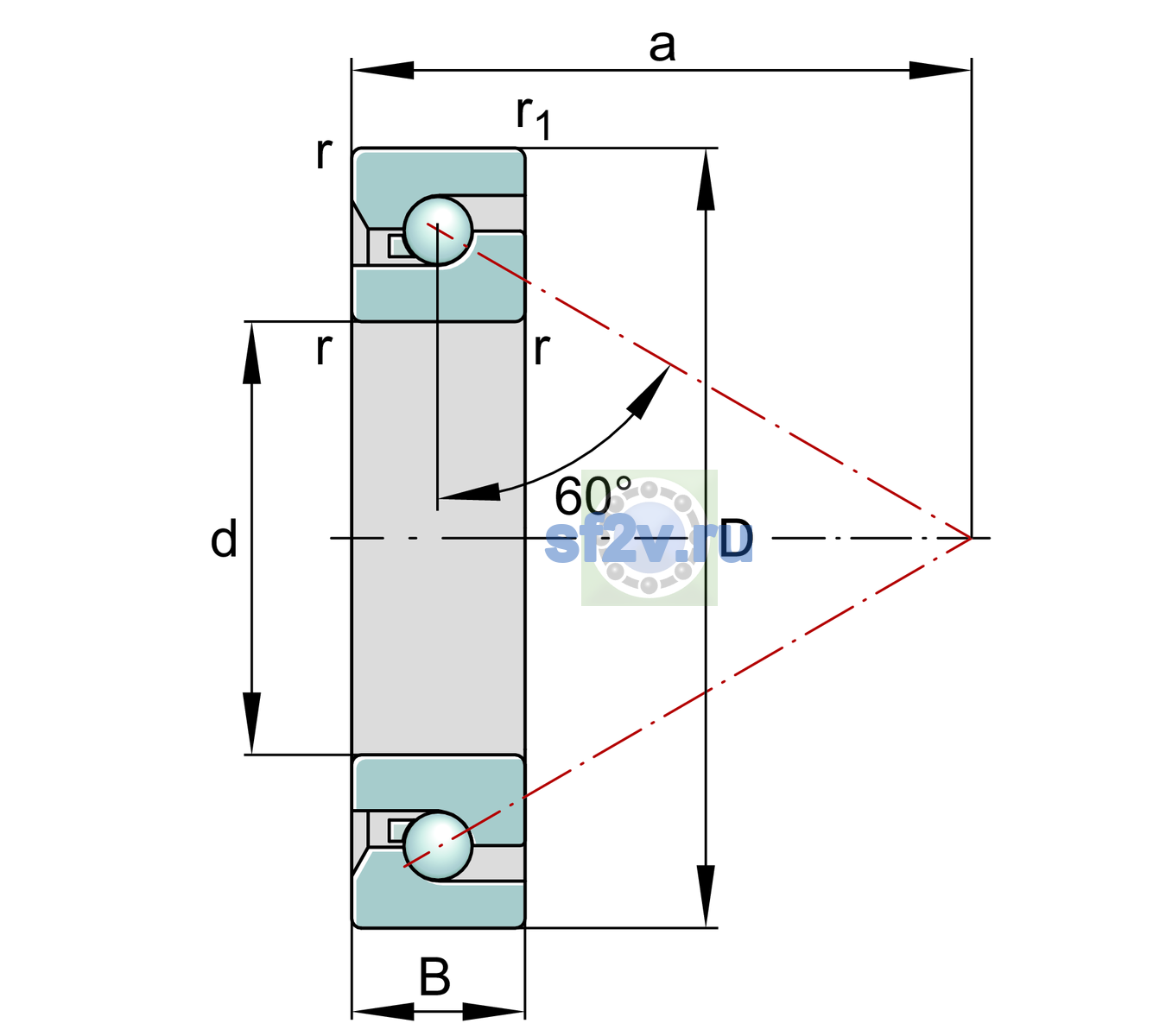 Схема подшипника BSB4090-SU-XL-L055