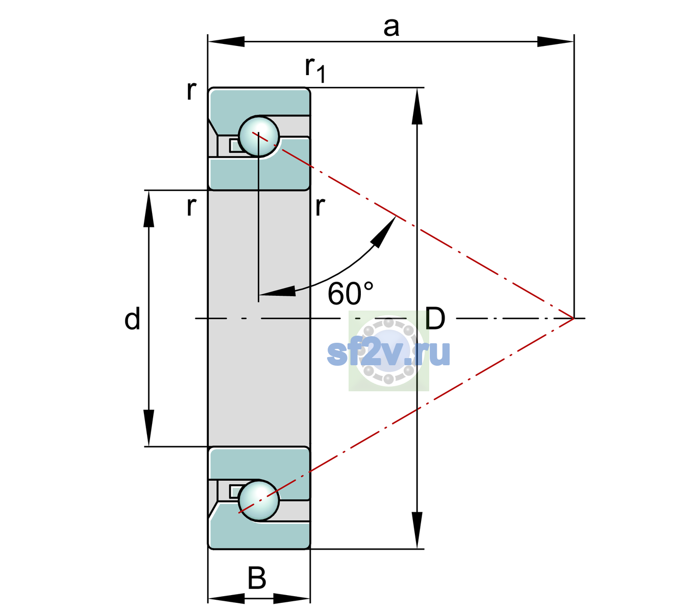 Схема подшипника BSB45100-SU-XL