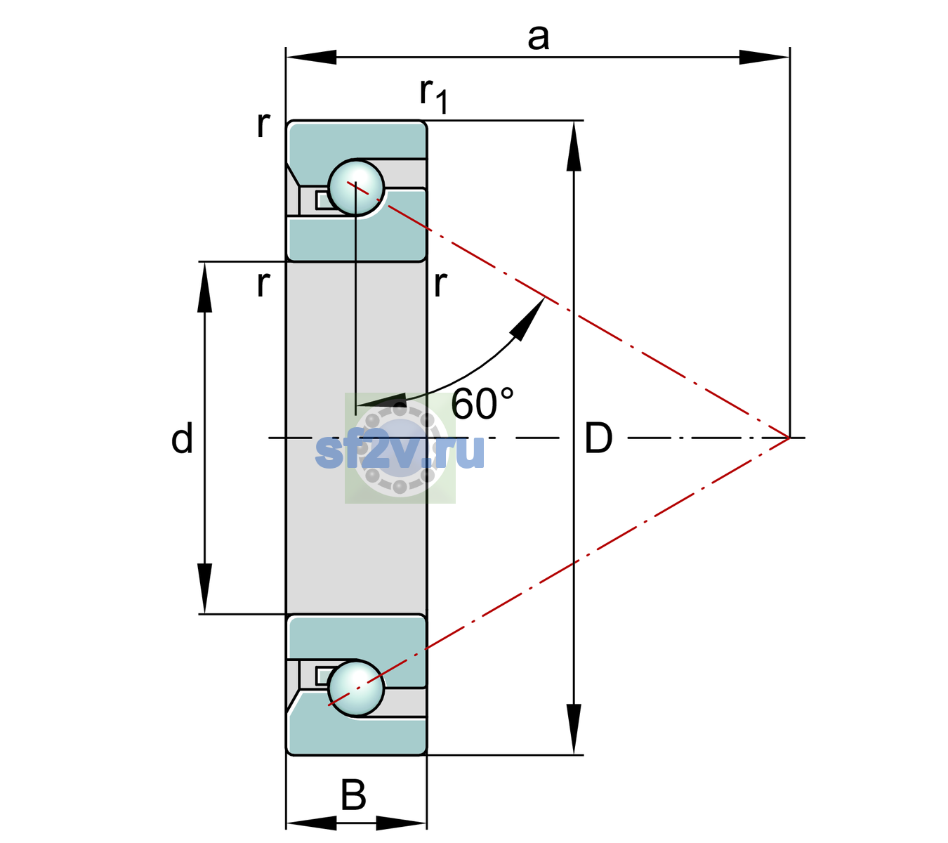 Схема подшипника BSB45100-SU-XL-L055