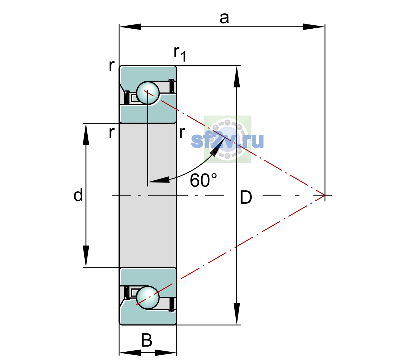 Схема подшипника BSB55120-2Z-SU-XL